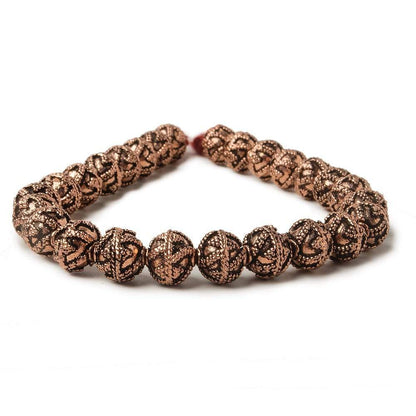 8mm Antiqued Copper Beads Roval  Miligrain Triangle 8 inch 28 pcs