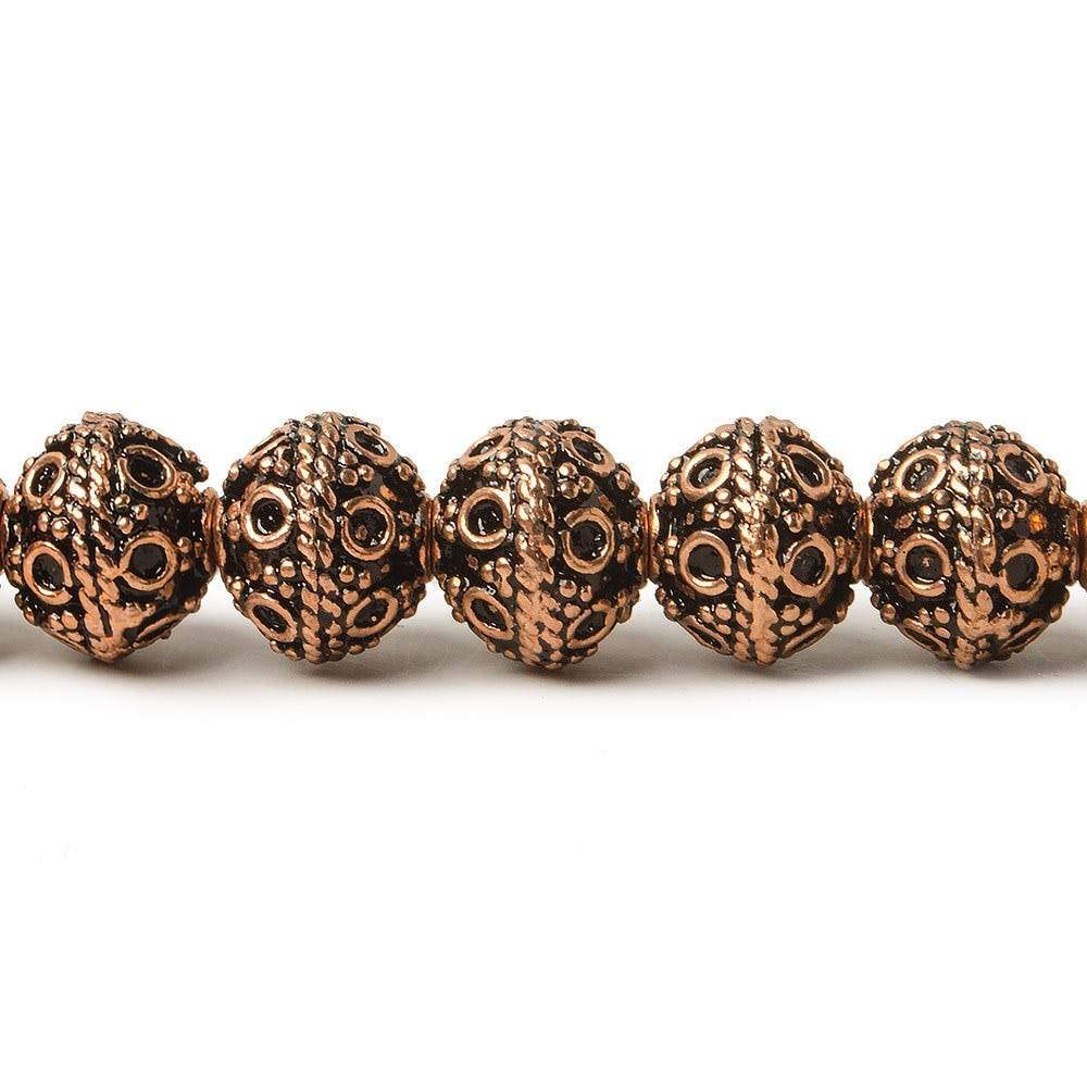 8mm Antiqued Copper Beads Roval Persian Circle 8 inch 28 pcs