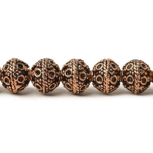8mm Antiqued Copper Beads Roval Persian Circle 8 inch 28 pcs