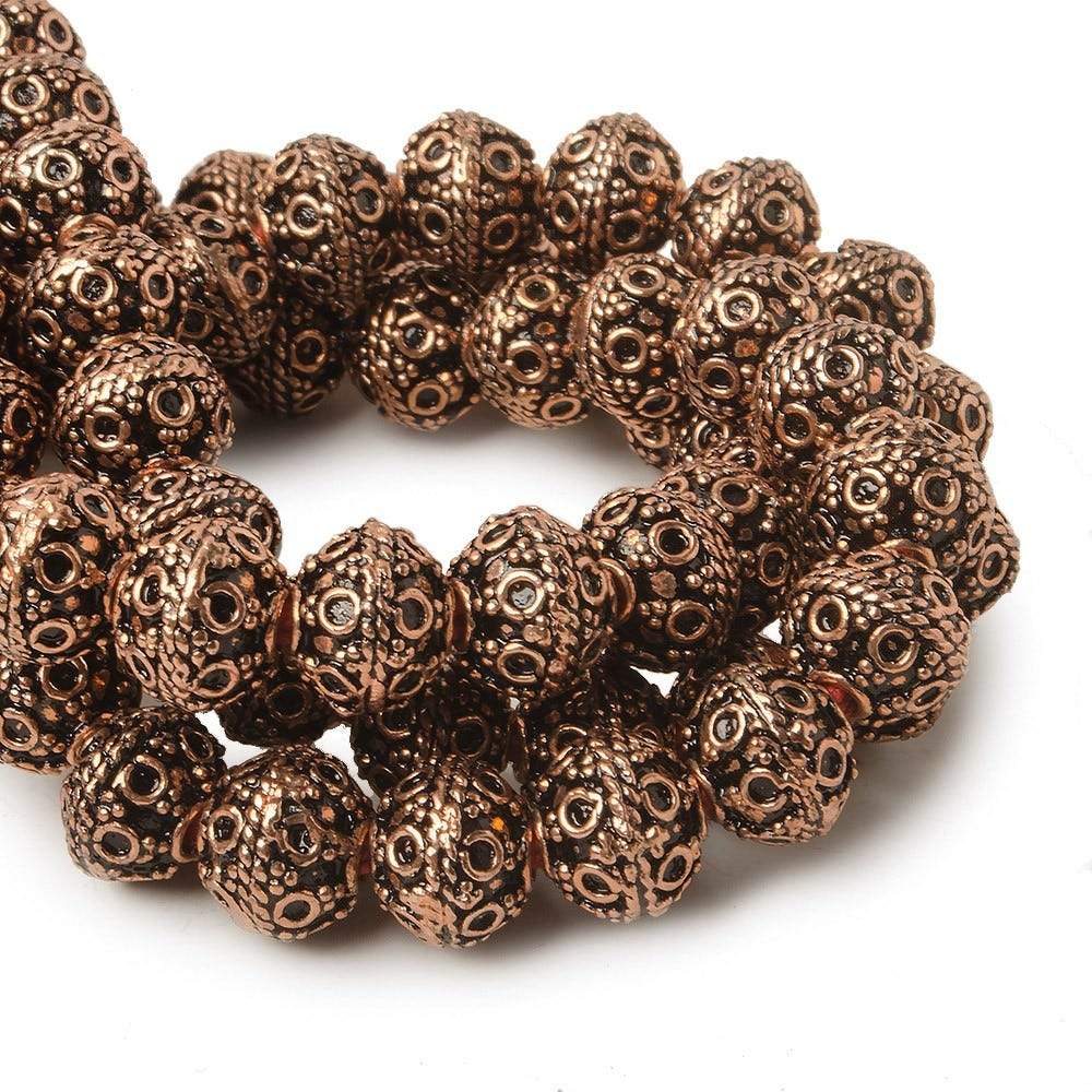 8mm Antiqued Copper Beads Roval Persian Circle 8 inch 28 pcs