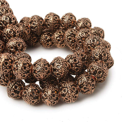 8mm Antiqued Copper Beads Roval Persian Circle 8 inch 28 pcs