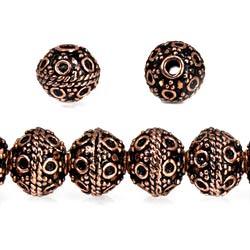 8mm Antiqued Copper Beads Roval Persian Circle 8 inch 28 pcs