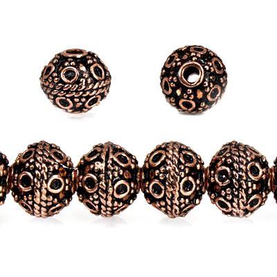 8mm Antiqued Copper Beads Roval Persian Circle 8 inch 28 pcs