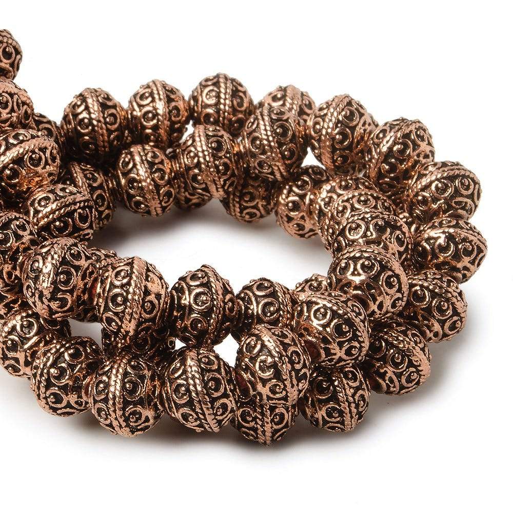 8mm Antiqued Copper Beads Roval Persian Circle and Dot 8 inch 28 pcs