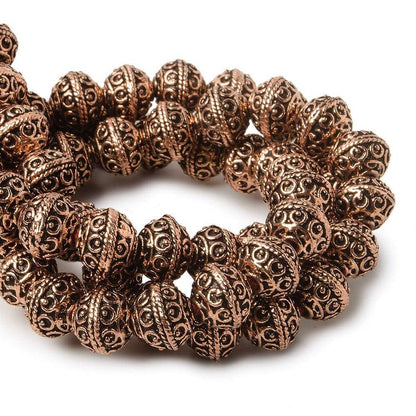 8mm Antiqued Copper Beads Roval Persian Circle and Dot 8 inch 28 pcs