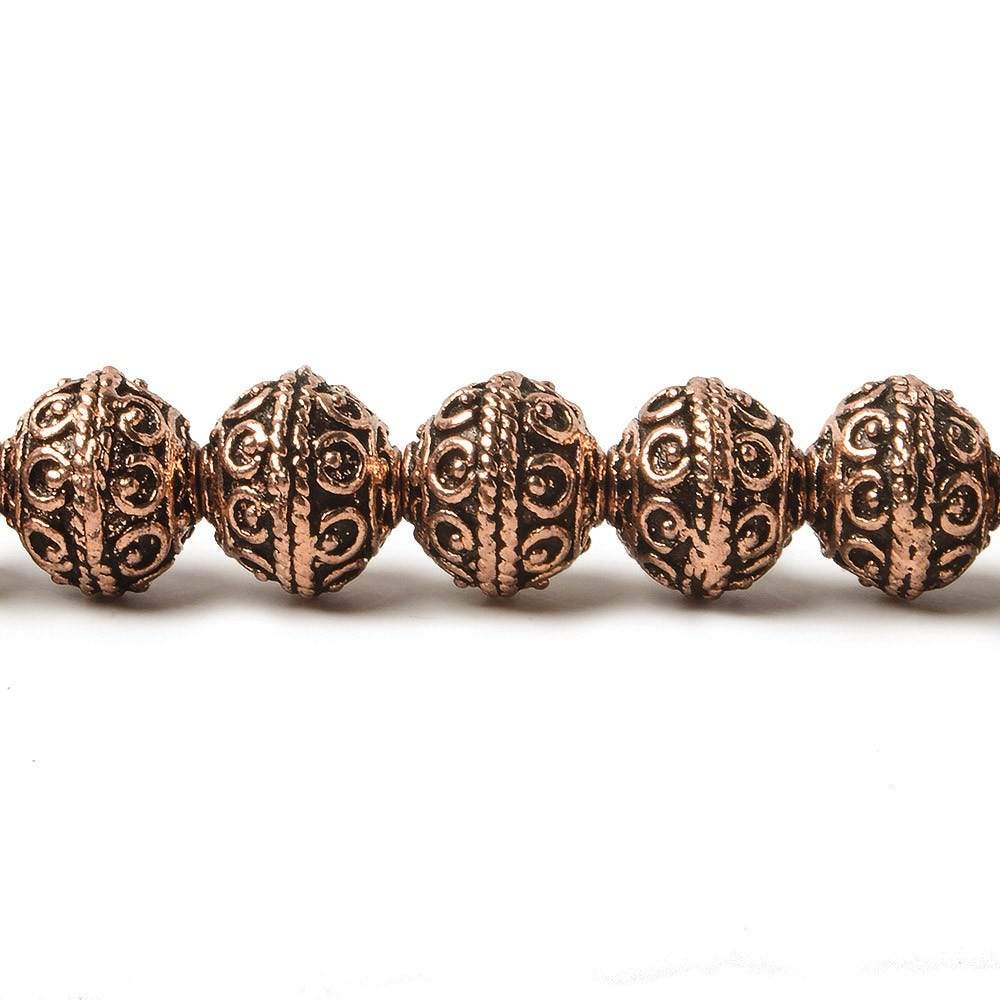8mm Antiqued Copper Beads Roval Persian Circle and Dot 8 inch 28 pcs