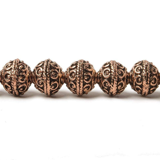 8mm Antiqued Copper Beads Roval Persian Circle and Dot 8 inch 28 pcs