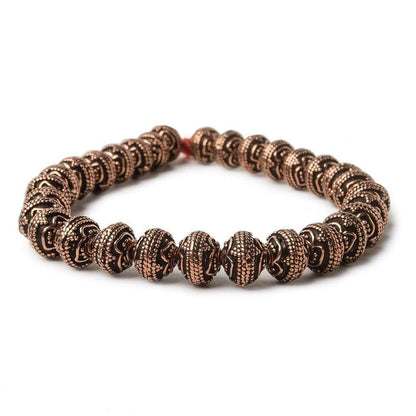 8mm Antiqued Copper Beads Roval Triple Leaf tip 8 inch 28 pcs