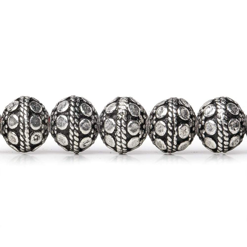 8mm Antiqued Sterling Silver plated Copper Bead Round Dot Design 8 inch 28 pcs