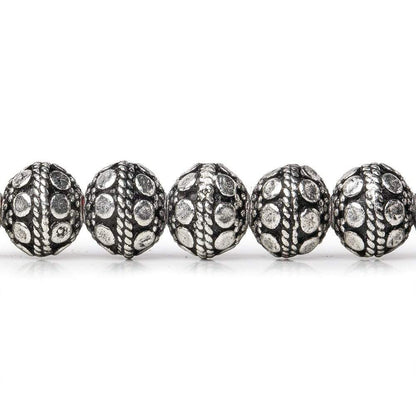 8mm Antiqued Sterling Silver plated Copper Bead Round Dot Design 8 inch 28 pcs