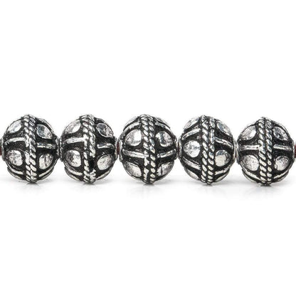 8mm Antiqued Sterling Silver Plated Copper Bead Roval, Pear Design 8 inch 28 pcs