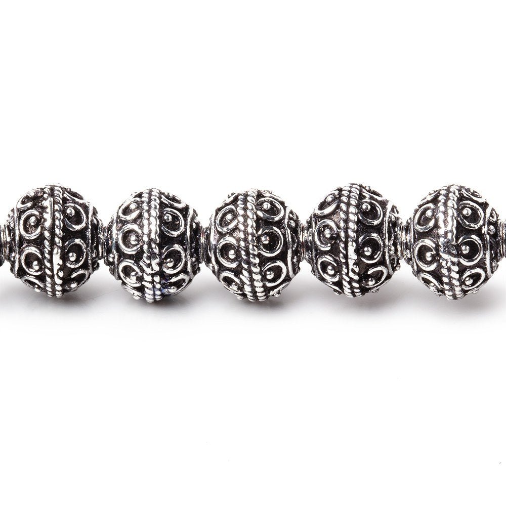 8mm Antiqued Silver Plated Copper Roval Persian Beads 8 inch 28 pieces