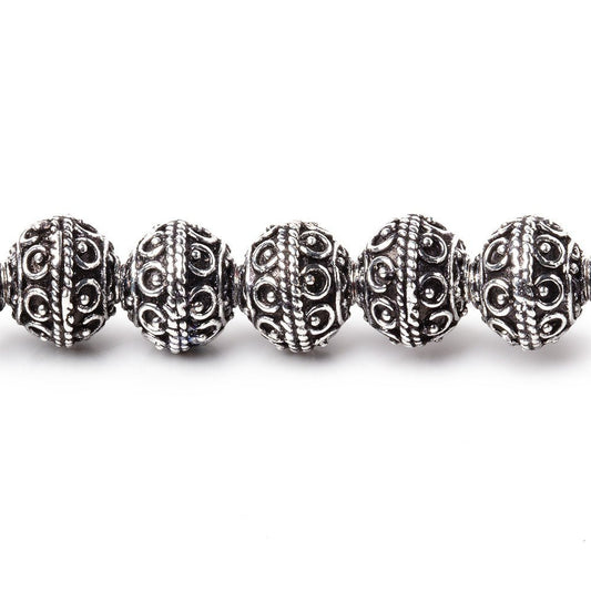 8mm Antiqued Silver Plated Copper Roval Persian Beads 8 inch 28 pieces