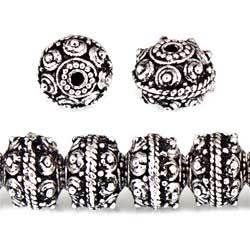 8mm Antiqued Sterling Silver plated Copper Bead Roval Sphere Design 8 inch 28 pcs