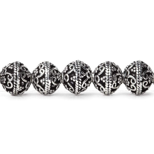 8mm Antiqued Sterling Silver plated Copper Moroccan Bead 8 inch 28 pcs