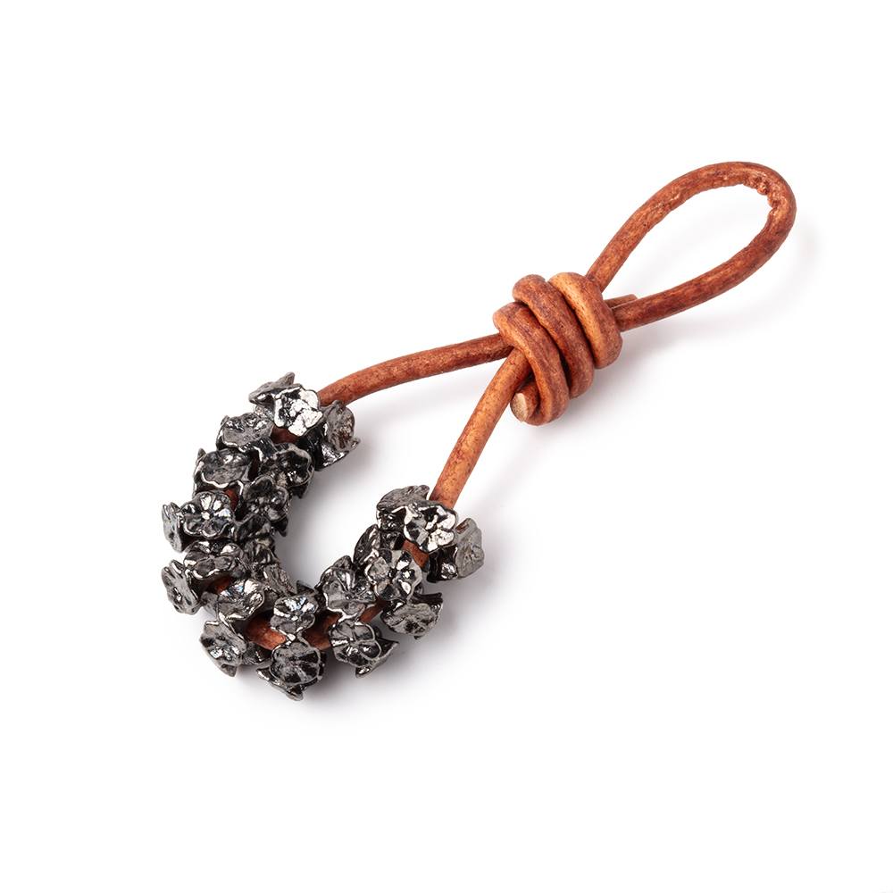 8mm Black Gold Plated Copper Floral Edge Spacer Set of 10 Large Hole Beads