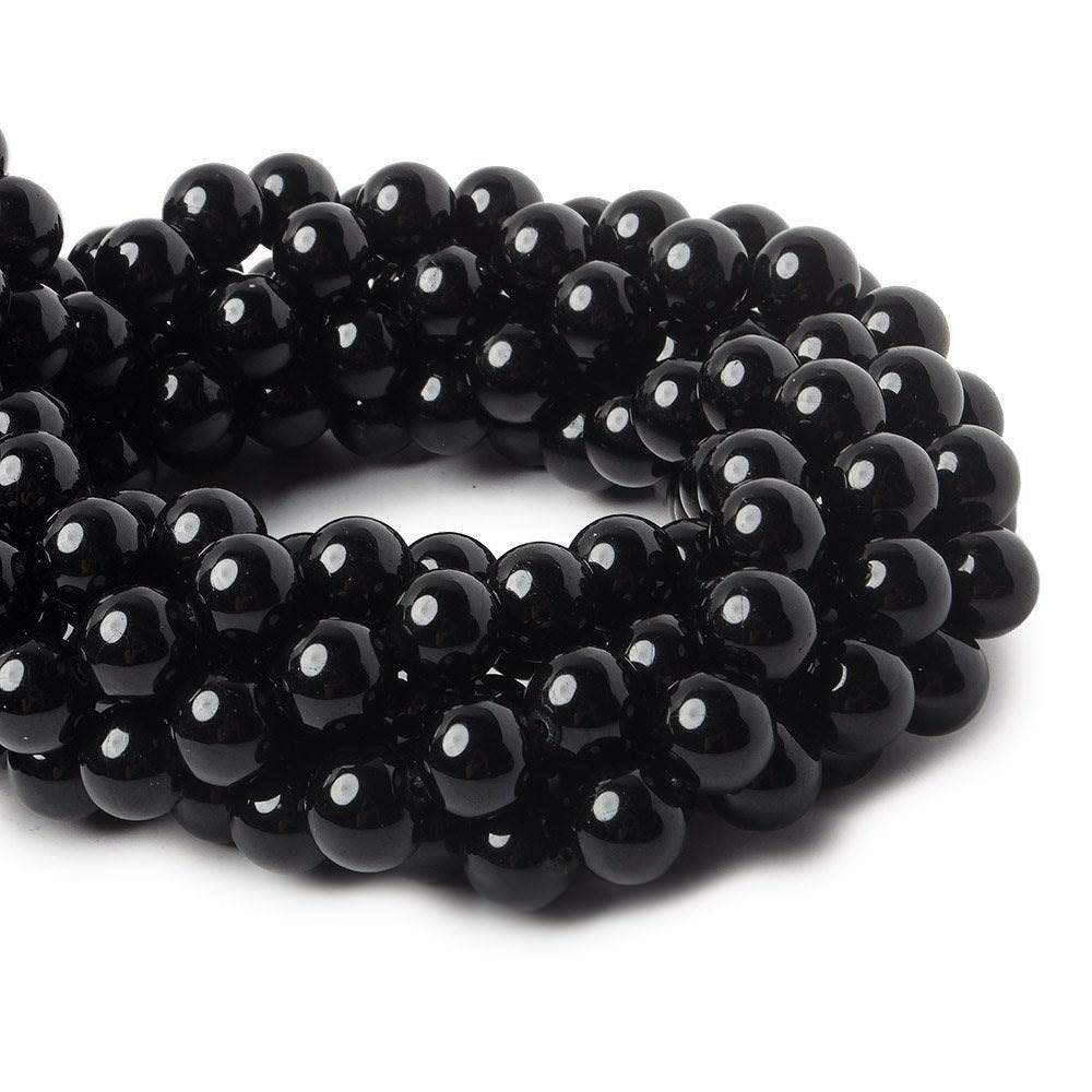 8mm Black Tourmaline plain round beads 15.5 inch 49 pieces