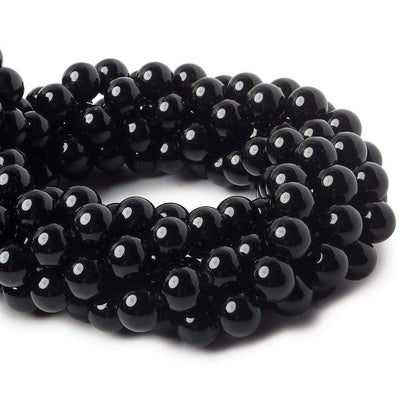 8mm Black Tourmaline plain round beads 15.5 inch 49 pieces