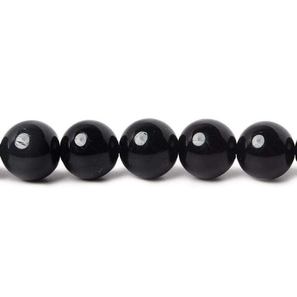 8mm Black Tourmaline plain round beads 15.5 inch 49 pieces