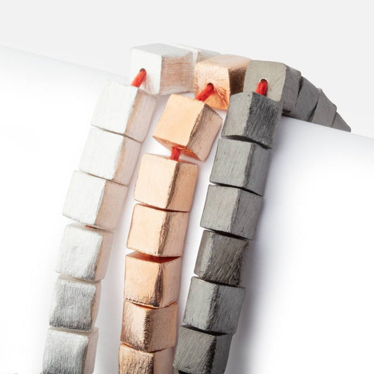 8mm Brushed Cube Beads