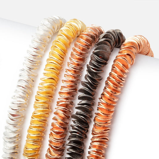 8mm Brushed Wavy Disc Spacers 8 inch 166 Beads