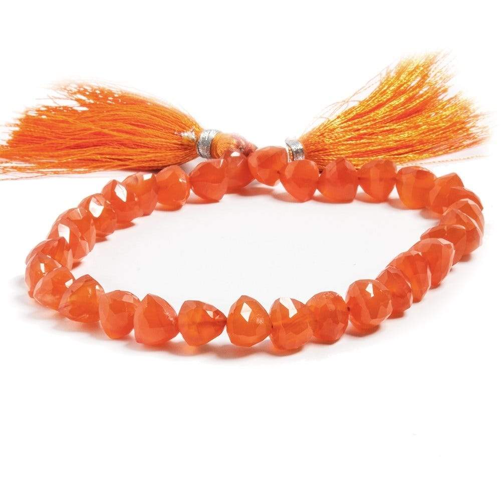8mm Carnelian Straight Drilled Faceted Trillion Beads 8 inch 24 pieces