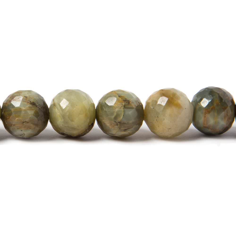 8mm Cat's Eye Green Quartz faceted round beads 8 inch 24 pieces
