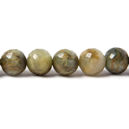 8mm Cat's Eye Green Quartz faceted round beads 8 inch 24 pieces