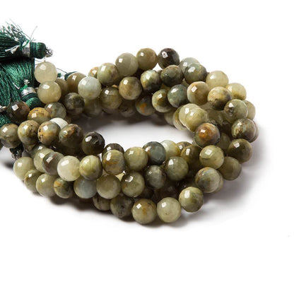 8mm Cat's Eye Green Quartz faceted round beads 8 inch 24 pieces