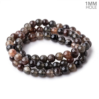 8mm Cat's Eye Scapolite Plain Rounds 7 inch 25 Beads with 1mm Hole