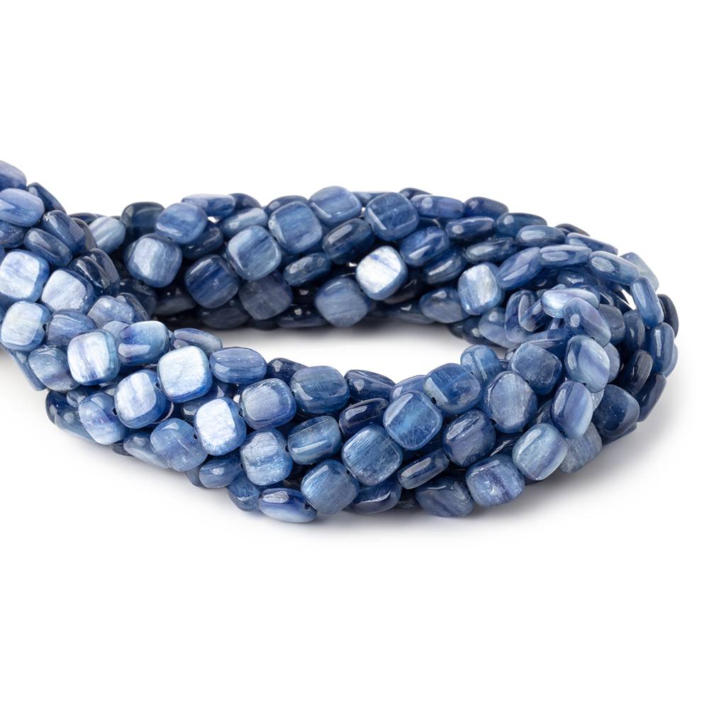 8mm Ceylon Blue Kyanite plain square beads 16 inch 51 pieces AA Grade