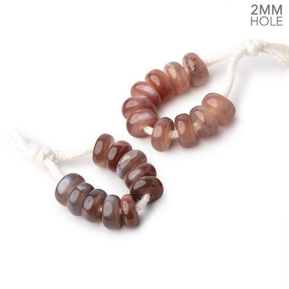 8mm Chocolate Moonstone 2mm Large Hole Plain Rondelle Set of 10