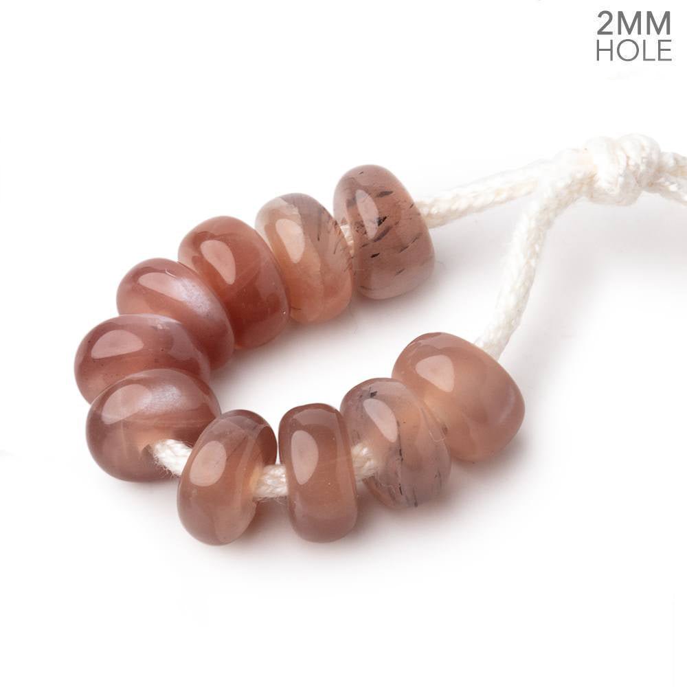 8mm Chocolate Moonstone 2mm Large Hole Plain Rondelle Set of 10