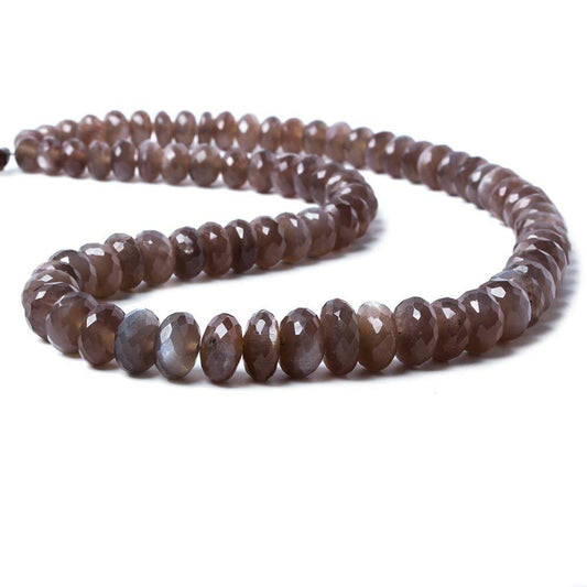 8mm Chocolate Moonstone faceted rondelle beads 16 inch 74 pieces