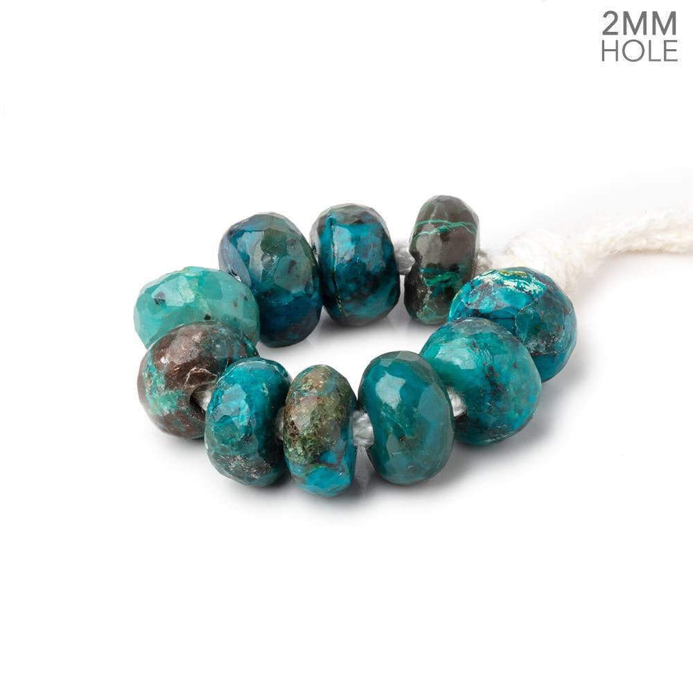 8mm Chrysocolla 2mm Large Hole Faceted Rondelle Beads Set of 10