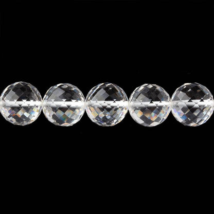 8mm Crystal Quartz Faceted Round Beads 16 inch 51 pieces