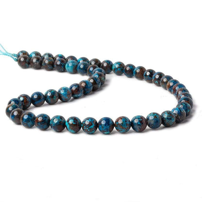8mm Dark Chrysocolla Plain Rounds 15.5 inch 50 beads AA