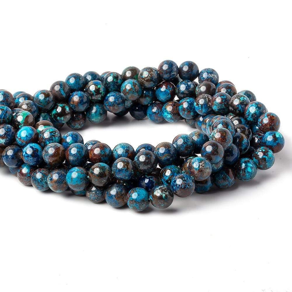 8mm Dark Chrysocolla Plain Rounds 15.5 inch 50 beads AA