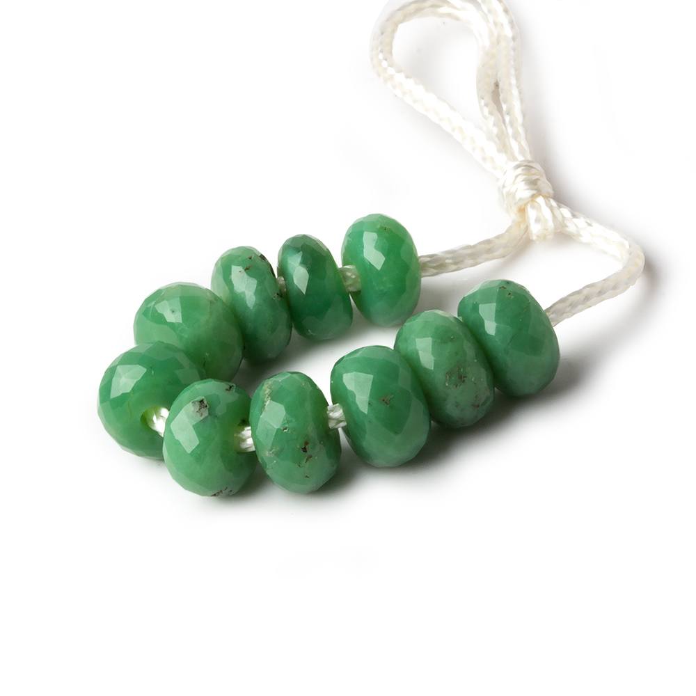 8mm Dark Chrysoprase 2mm Large Hole Faceted Rondelle Bead Set of 10