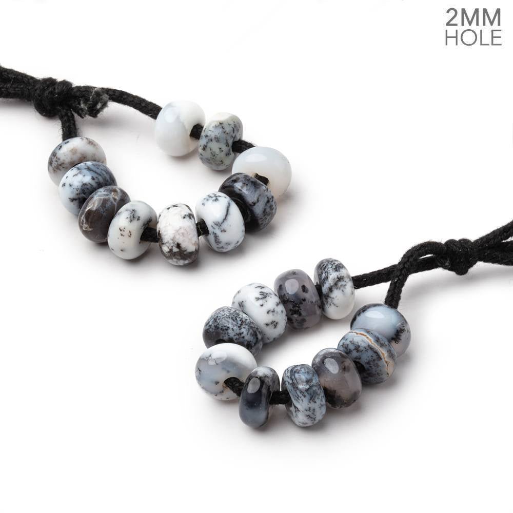 8mm Dendritic Opal 2mm Large Hole Plain Rondelle Set of 10