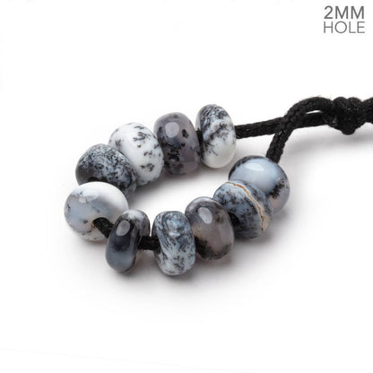 8mm Dendritic Opal 2mm Large Hole Plain Rondelle Set of 10