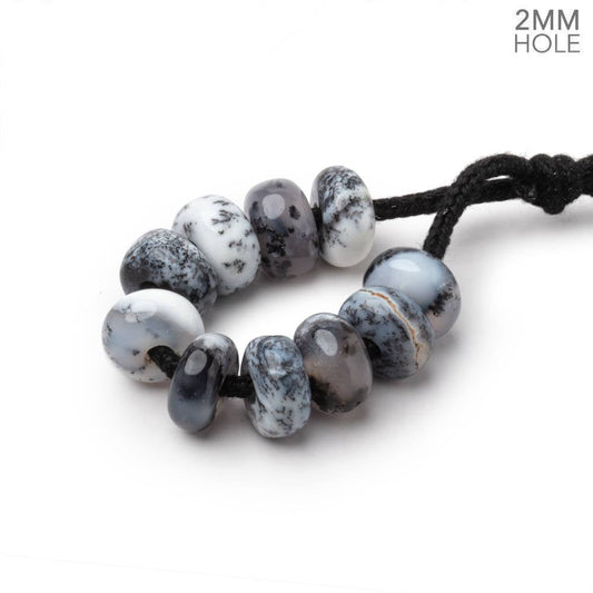 8mm Dendritic Opal 2mm Large Hole Plain Rondelle Set of 10