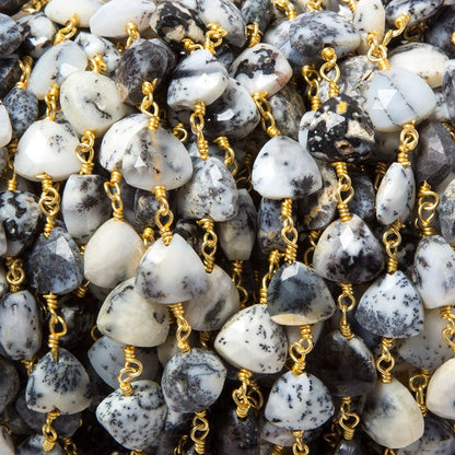8mm Dendritic Opal triangle Gold plated Chain by the foot 22pcs