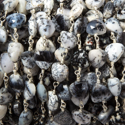 8mm Dendritic Opal triangle Silver plated Chain by the foot 22pcs