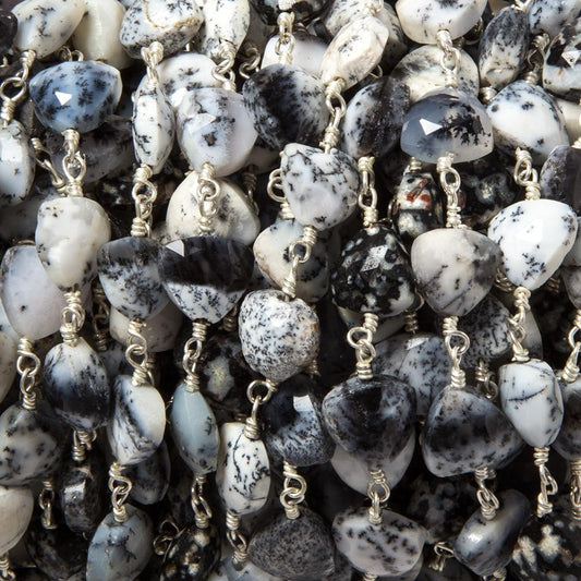 8mm Dendritic Opal triangle Silver plated Chain by the foot 22pcs