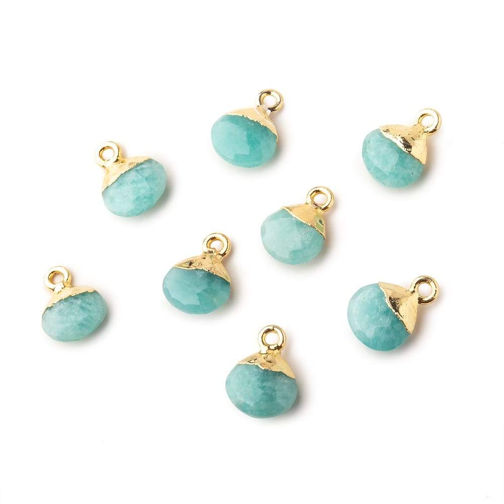 8mm Gold Leafed Amazonite faceted heart 1 focal bead