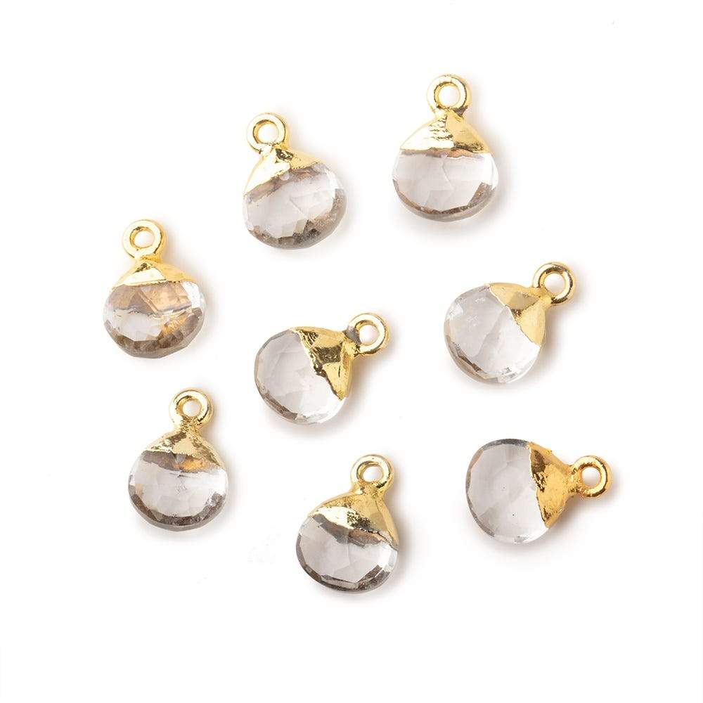 8mm Gold Leafed Crystal Quartz faceted heart 1 focal bead