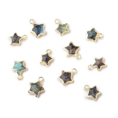 8mm Gold Leafed Labradorite Faceted Star Focal Pendant 1 piece