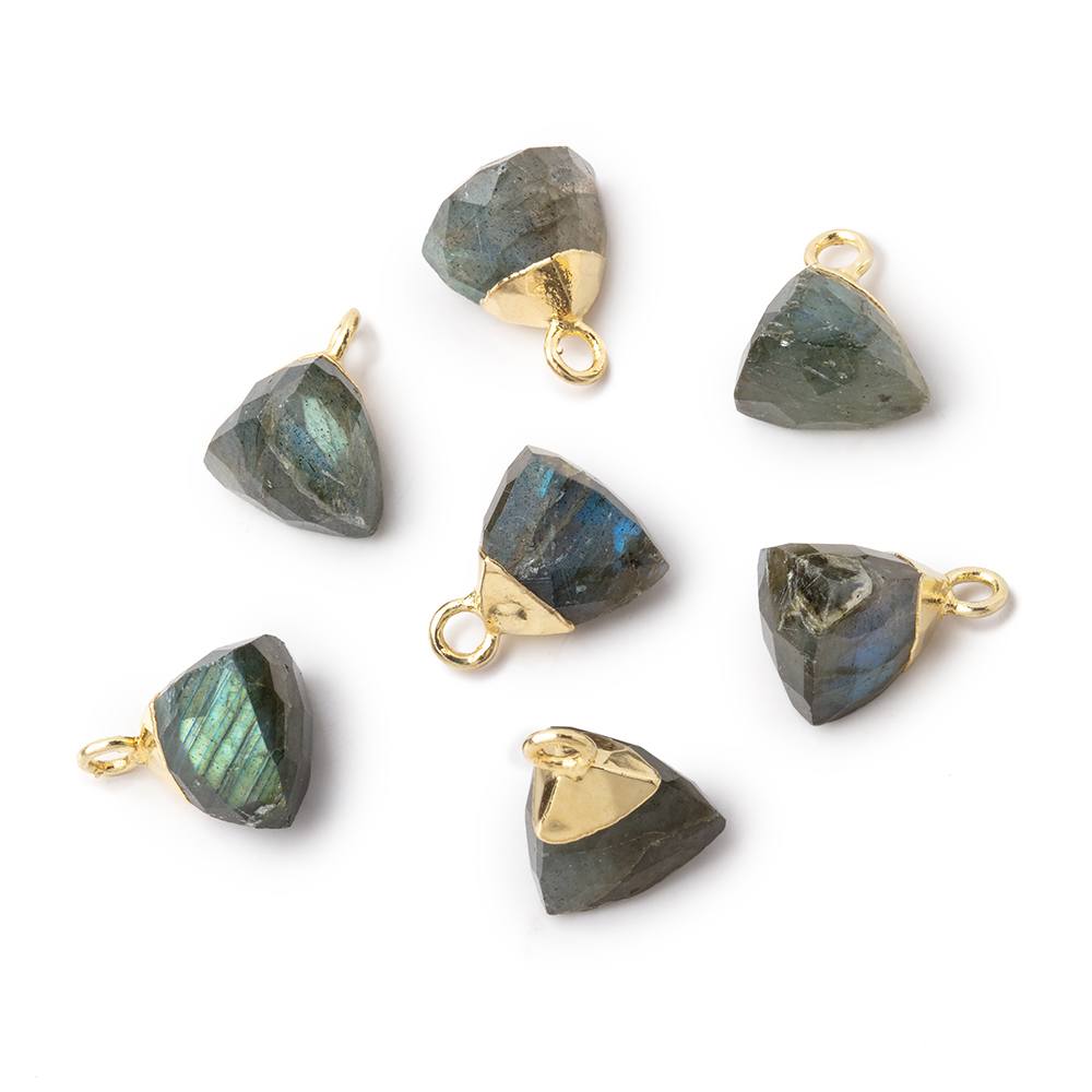 8mm Gold Leafed Labradorite Faceted Trillion Focal Pendant 1 piece