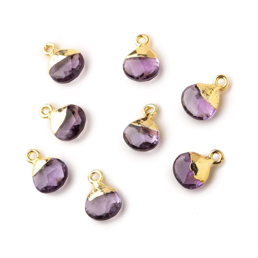 8mm Gold Leafed Pink Amethyst faceted heart 1 focal bead